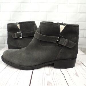 Ivanka Trump Hota 9.5 gray suede faux fur booties